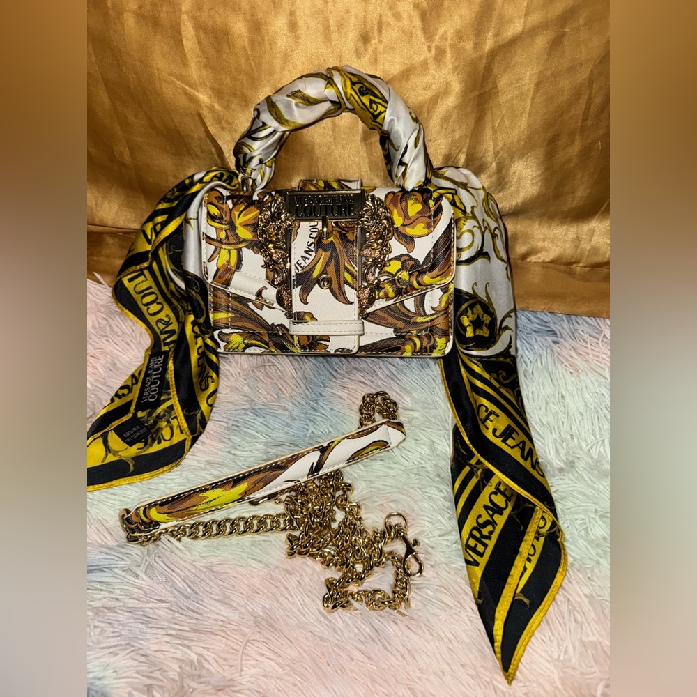 Versace Couture Yellow and White Baroque Handbag